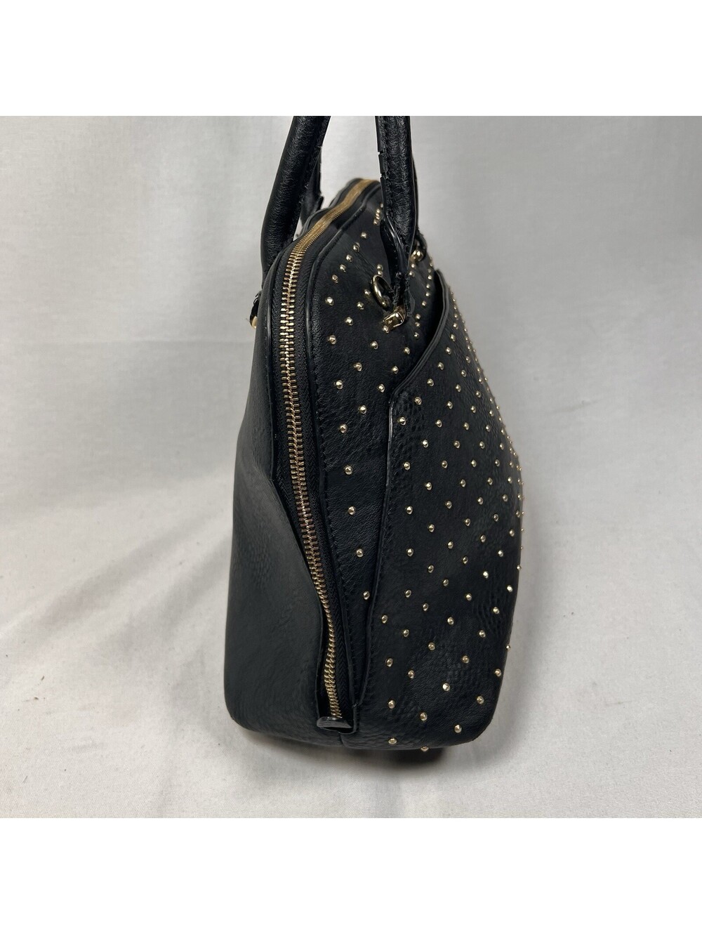 Charming Charlie Black And Gold Studded Faux Leather Handbag 14” X 10” - Picture 3 of 9